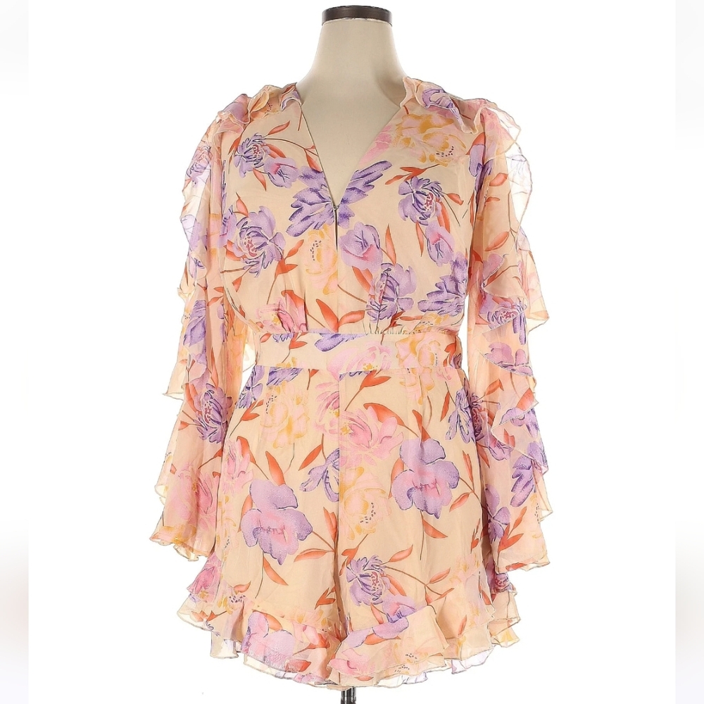Fashion to Figure Floral Ruffle Romper Women's 0 (L/12) - Picture 4 of 8